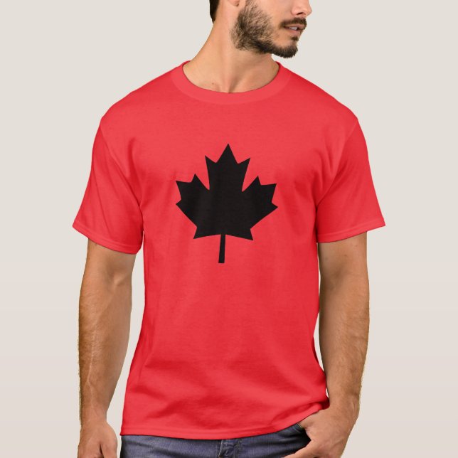 Camiseta Design de Folha de Mão do Carteiro Negro Canadense (Frente)