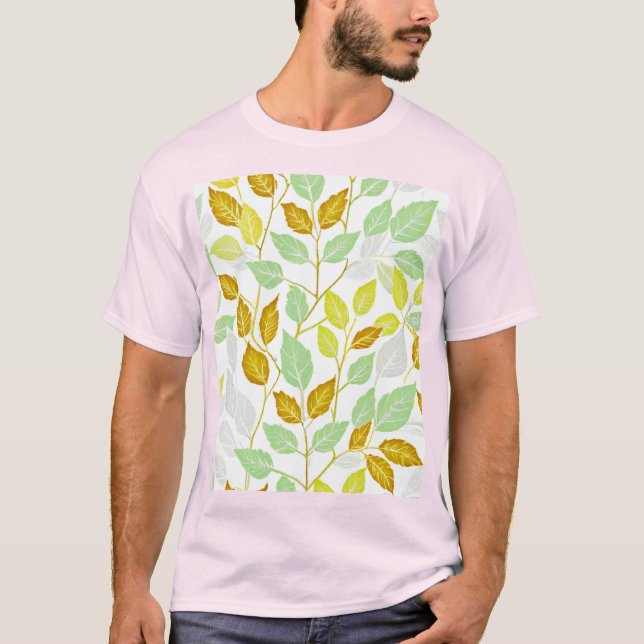 Camiseta Design de Folha Elegante Inspirada na Natureza (Frente)