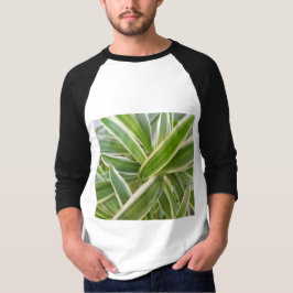 Camiseta Design de Folha Floral Verde e Branco
