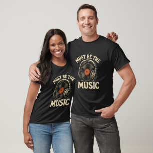 Camiseta Design de fone de ouvido e disco