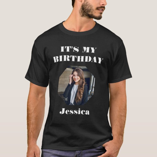Camiseta Design de Foto Personalizada "É Meu Aniversário" - (Frente)