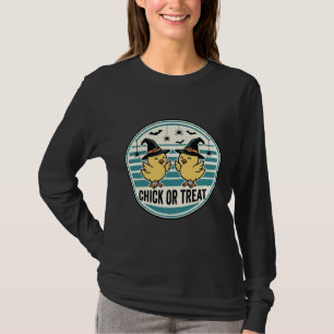 Camiseta Design de Frangos de Halloween Vintage Chick ou Tr