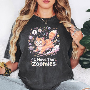 Camiseta Design de Frase Divertida de Gatos com Zoomies
