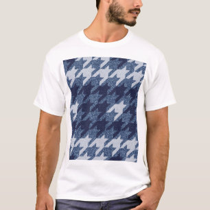 Camiseta Design de Fundo de Jeans com Xadrez Houndstooth