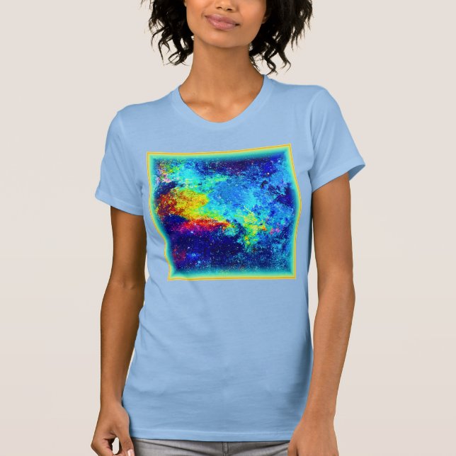 Camiseta Design de galáxia multicolorida. Comprar Agora (Frente)