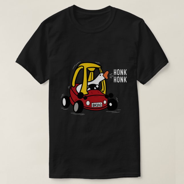 Camiseta Design de Ganso Bobo Dirigindo Meme Buzinando (Frente do Design)