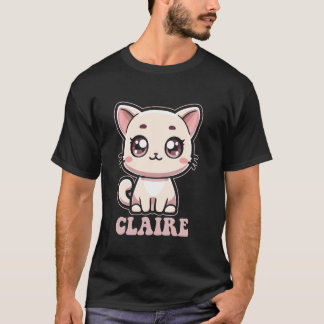 Camiseta Design de Gatinho Fofo Claire para Meninas de Nome