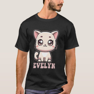 Camiseta Design de Gatinho Fofo Kitty para Meninas Nome Eve