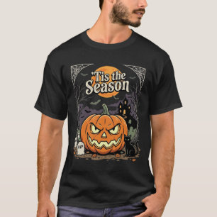 Camiseta Design de Gato Abóbora da Temporada de Halloween_1