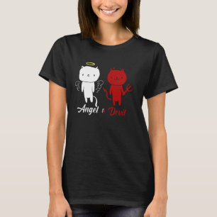 Camiseta Design de Gato Anjo e Diabo