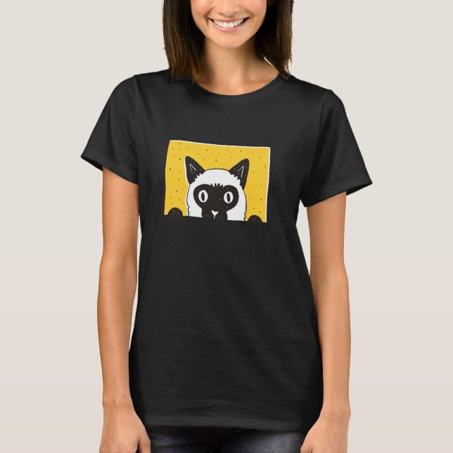 Camiseta Design De Gato Bonito E Engraçado Para Mamãe E Pai (Frente)