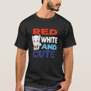 Camiseta Design de Gato Branco Vermelho e Cinto