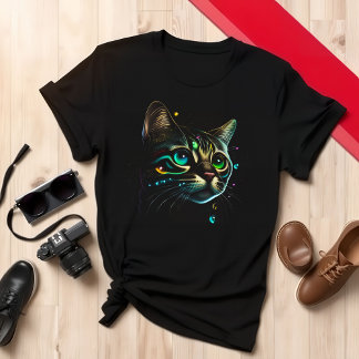 Camiseta Design de Gato Colorido de Gato Gato Lover