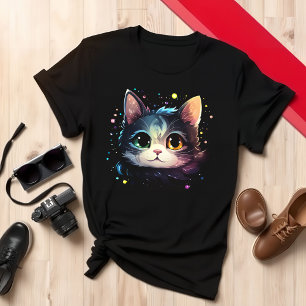 Camiseta Design de Gato Colorido Único