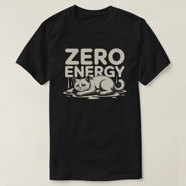 Camiseta Design de Gato com Energia Zero Mínima (Frente do Design)