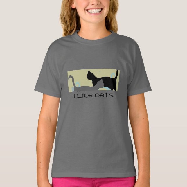 Camiseta Design de gato.crianças diversão.Sua mensagem ou ' (Frente)