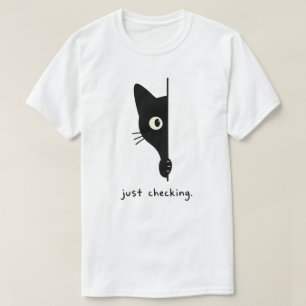 Camiseta Design de Gato Curioso Minimalista