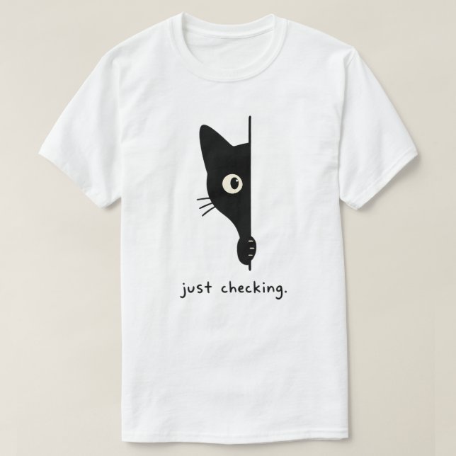Camiseta Design de Gato Curioso Minimalista (Frente do Design)