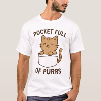Camiseta Design de Gato de Bolso - Cheio de Bolso de Purê