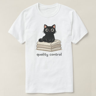 Camiseta Design de Gato de Controle de Qualidade de Roupa