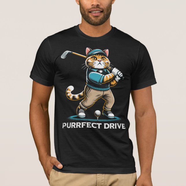 Camiseta Design de Gato de Golfe Purfect Drive (Frente)