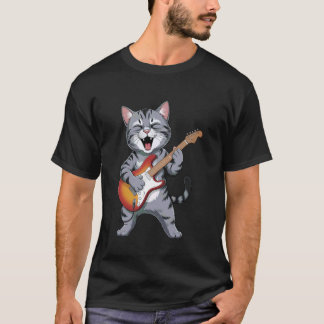 Camiseta Design de gato de guitarra engraçado para músicos