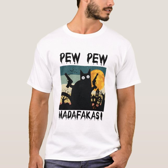 Camiseta Design de gato de Halloween (Frente)