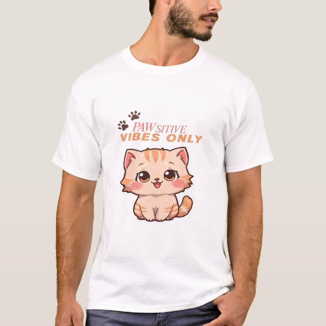 Camiseta Design de Gato de Kawaii Bonito em T-shirts (Frente)