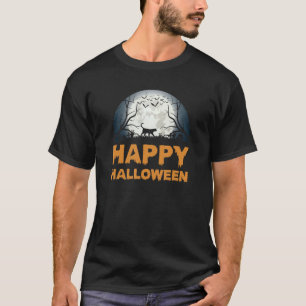 Camiseta Design de Gato de Lua de Halloween assustador
