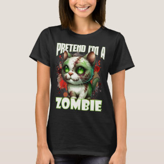 Camiseta Design de Gato de Zombie Quirky para Diversão de H