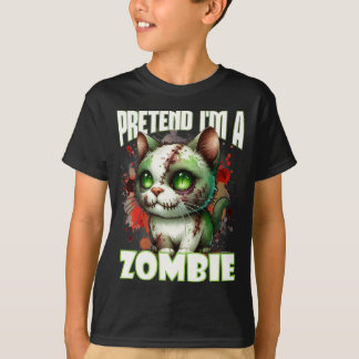 Camiseta Design de Gato de Zombie Quirky para Diversão de H