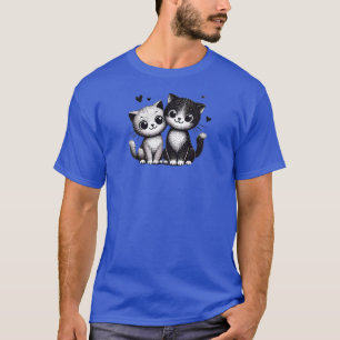 Camiseta Design de Gato Duo Encantador - Amor em Cada Mícar