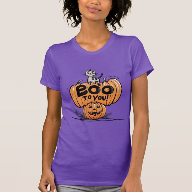 Camiseta Design de gato engraçado do Halloween (Frente)