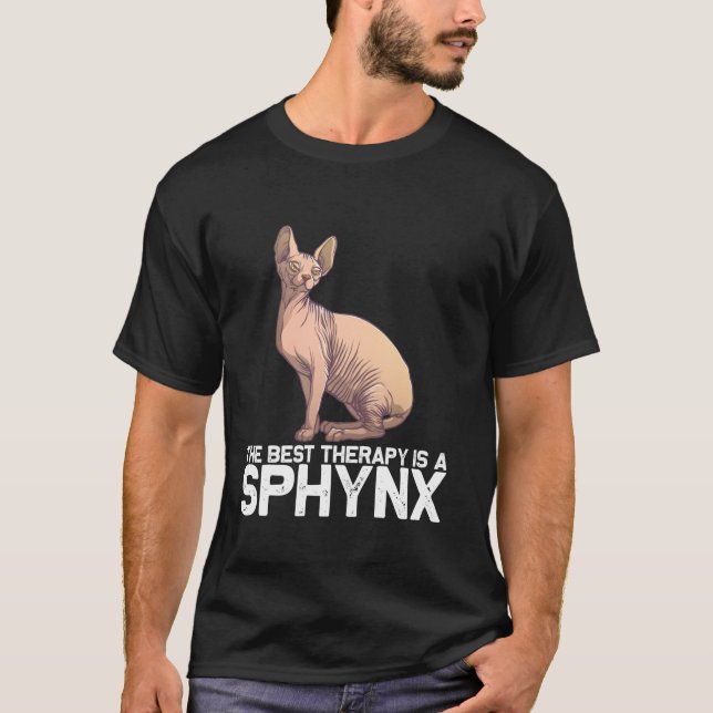 Camiseta Design De Gato Engraçado Sphynx Para Homens Inosos (Frente)