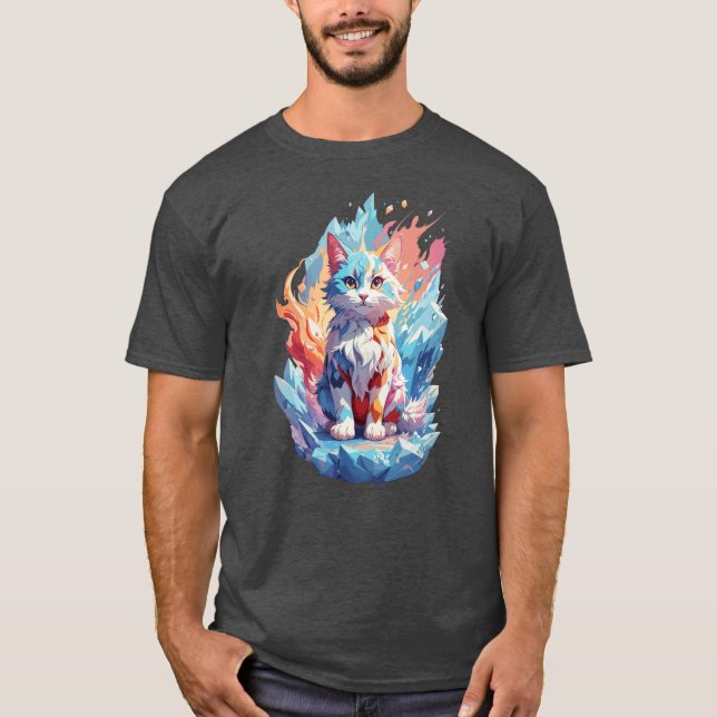 Camiseta Design de Gato Fantasia Cristal Fofo (Frente)