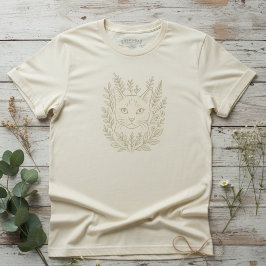 Camiseta Design de Gato Floral Botânico – Arte de Gato em L