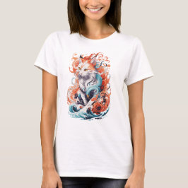 Camiseta Design de Gato Fofo em Estilo Neo Tradicional