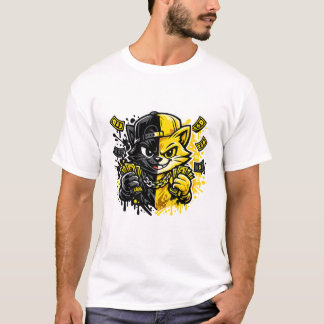Camiseta Design de Gato Grafite Urbano