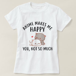 Camiseta Design de Gato Kawaii Me Faz Feliz com Anime
