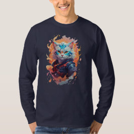 Camiseta Design de Gato Ninja Guerreiro Fofo