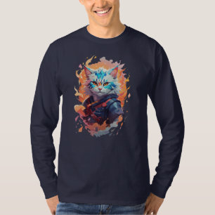 Camiseta Design de Gato Ninja Guerreiro Fofo
