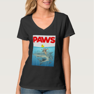 Camiseta Design de Gato PAWS e Pato de Borracha Amarelo