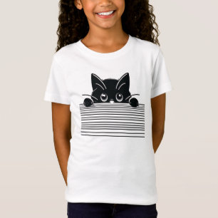 Camiseta Design de Gato Preto Artístico