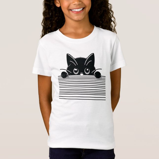 Camiseta Design de Gato Preto Artístico (Frente)