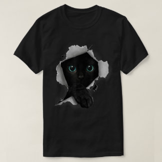 Camiseta Design de gato preto espiando