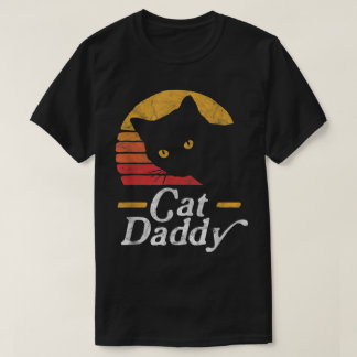 Camiseta Design de Gato Preto Retro Cat Daddy