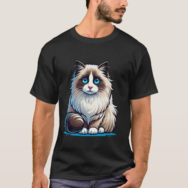 Camiseta Design de Gato Ragdoll Adorável (Frente)
