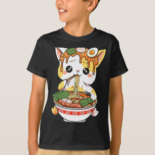 Camiseta Design de Gato Ramen Estilo Kawaii Engraçado Anime