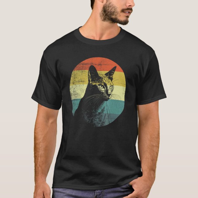 Camiseta Design de Gato Retro Azul Russo (Frente)