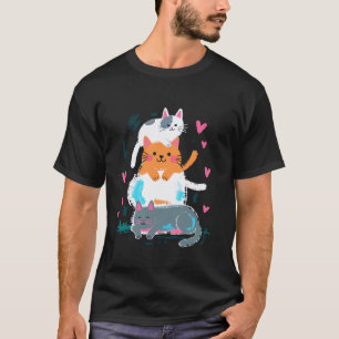 Camiseta Design de Gatos Empilhados Fofos para Gato Diverti